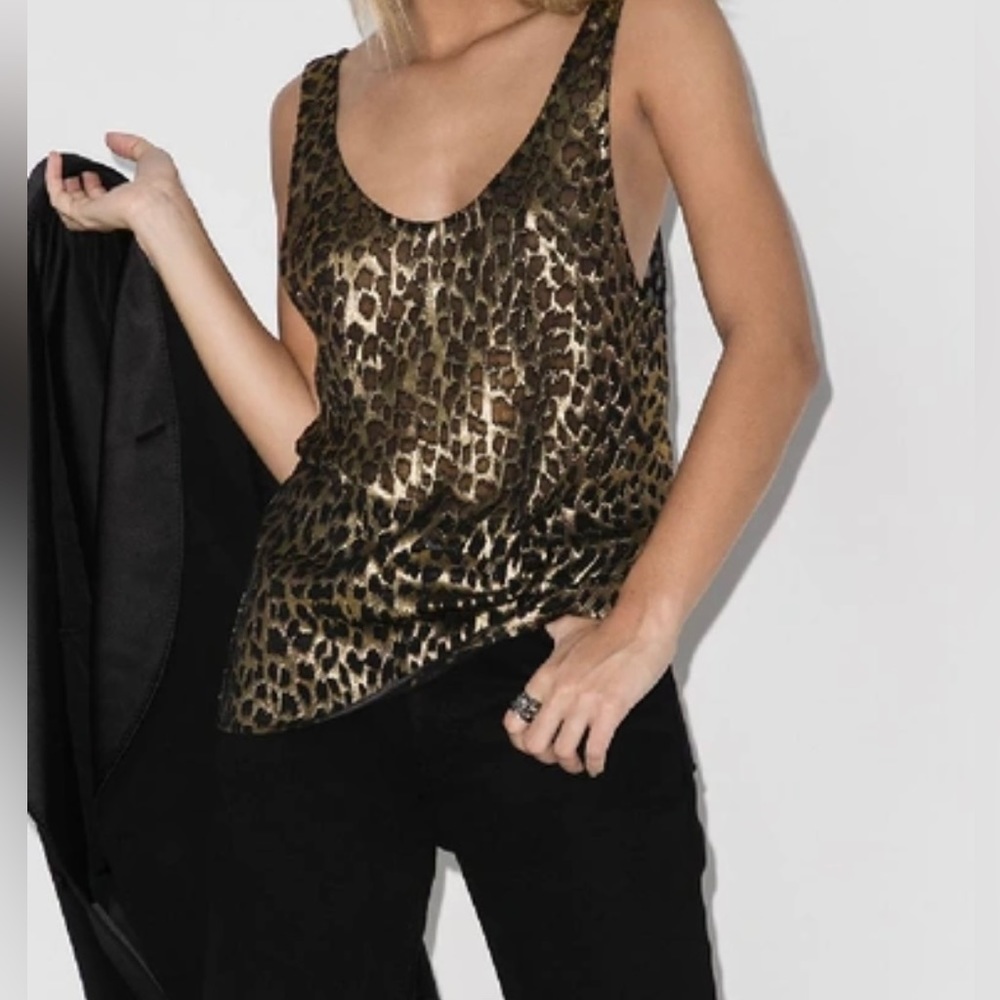 YSL Saint Laurent ✨NWT✨ Metallic Leopard Tank Top, Size Small - Picture 3 of 14